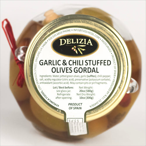Olives - Gordal Olives Stuffed with Garlic & Red Chile