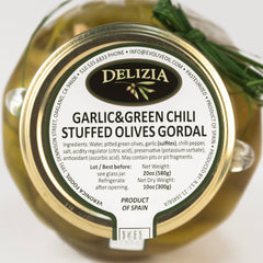 Olives - Gordal Olives Stuffed with Garlic & Green Chile