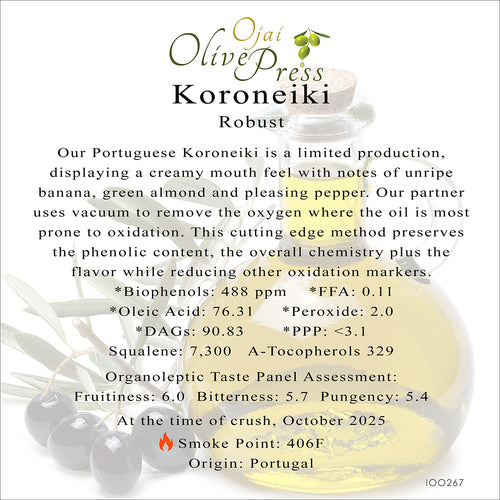 Koroneiki Ultra Premium Extra Virgin Olive Oil, Robust Intensity, 488pm