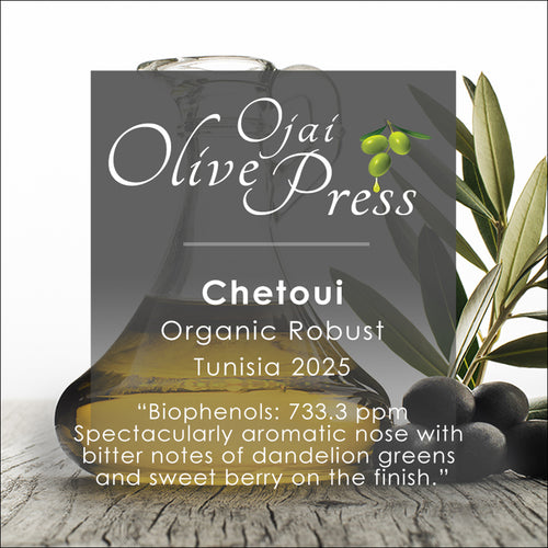 Chetoui Ultra Premium Extra Virgin Olive Oil, Robust Intensity, 733.3ppm