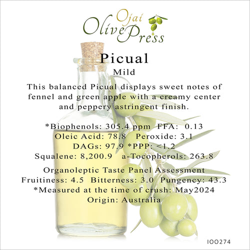 Picual Premium Extra Virgin Olive Oil, Mild Intensity