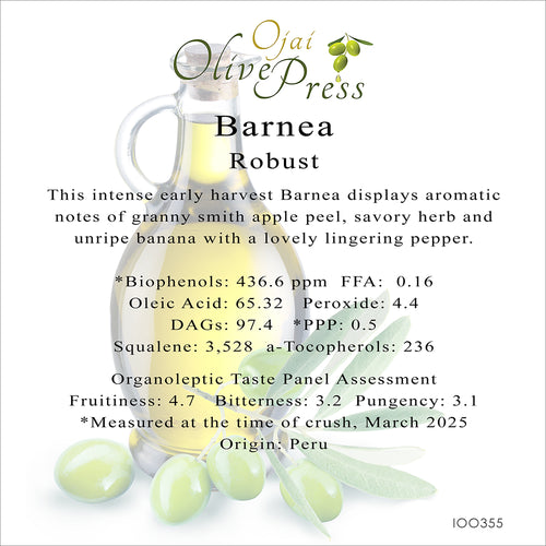 Barnea Ultra Premium Extra Virgin Olive Oil, Robust Intensity, 436 ppm