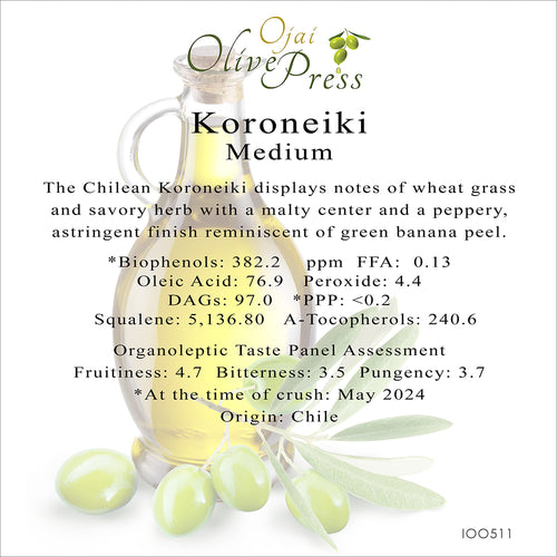 Koroneiki Premium Extra Virgin Olive Oil, Mild Intensity