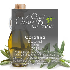 Coratina Ultra Premium Extra Virgin Olive Oil, Robust Intensity, 606.8ppm