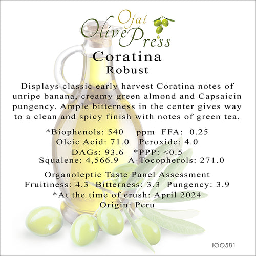 Coratina Ultra Premium Extra Virgin Olive Oil, Robust Intensity