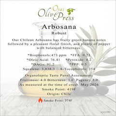 Arbosana Ultra Premium Extra Virgin Olive Oil, Robust Intensity, 473ppm