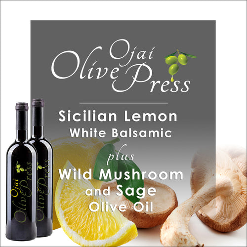 Sicilian Lemon Balsamic Vinegar and Mushroom Sage Olive Oil